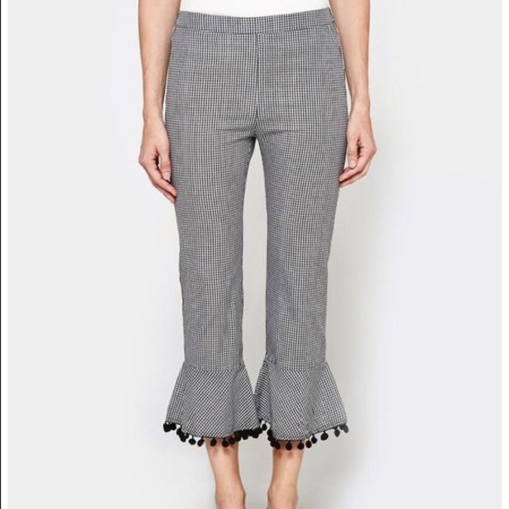 Brand new gingham pompom pants